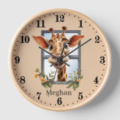 Horloge Amateurs de girafe mignonne ajouter nom (Recto)