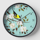 Horloge American Goldfinch Sur Flower Branch (Recto)