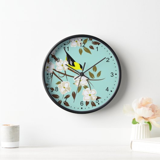 Horloge American Goldfinch Sur Flower Branch (Maison)