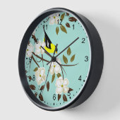 Horloge American Goldfinch Sur Flower Branch (Angle)