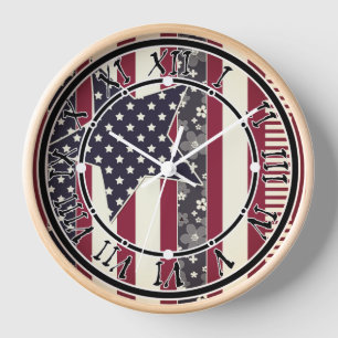 Horloge American ptriot traditional flag colors red navy w