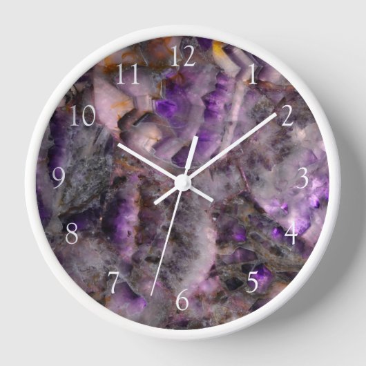 Horloge Améthyste Quartz violet abstrait, granit violet (Recto)