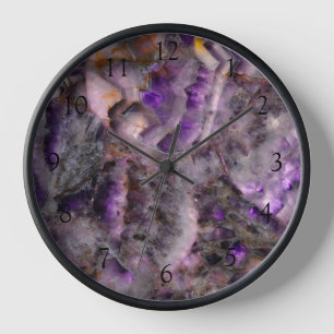 Horloge Améthyste Quartz violet abstrait, granit violet
