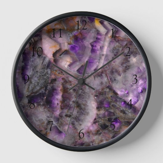 Horloge Améthyste Quartz violet abstrait, granit violet (Recto)