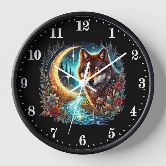 Horloge Amoureux des animaux loups mignons (Recto)