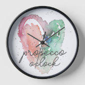 Horloge Amusant C'est Prosecco O'Clock Watercolor Girly (Recto)