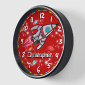 Horloge Amusants enfants garçons roquette nom de l'espace (Angle)