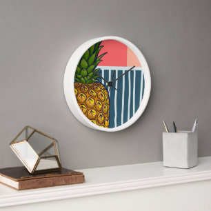 Horloge 'Ananas solitaire'   déco décalée