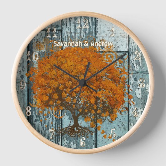 Horloge Ancien Aqua Rustique Personnalisé Bois Corail (Recto)