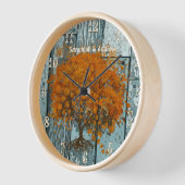 Horloge Ancien Aqua Rustique Personnalisé Bois Corail (Angle)