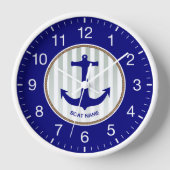 Horloge Ancre bleu marine moderne (Recto)