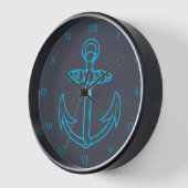 Horloge Ancre bleue Numéros romains Bateau ou bateau (Angle)