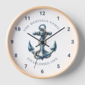 Horloge Ancre nautique Nom de famille Date d'établissement (Recto)