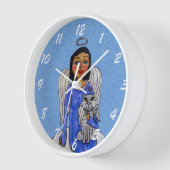 Horloge Angel sur le nuage tenant blanc Angel Chat Silver (Angle)