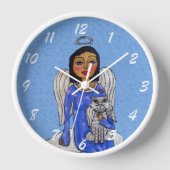 Horloge Angel sur le nuage tenant blanc Angel Chat Silver (Recto)