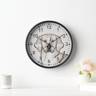 Horloge Anglais Crème Golden Retriever Chien Tête Portrait