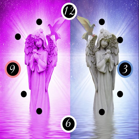 Horloge Angle rose de nuit et de jour