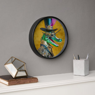 Horloge Animal de la fête Steampunk du Mardi Gras Alligato