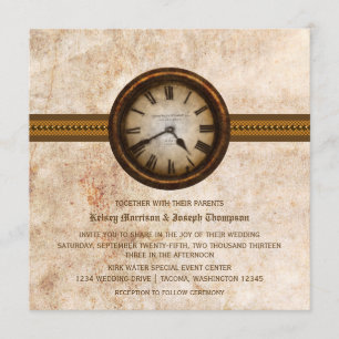 Horloge antique Faire-part de mariage, Brown