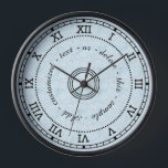 Horloge Antique roman Light Blue Marble Effect<br><div class="desc">This bold, simple, classic clock design has a basic Black Roman numeral design with vintage look to it. It has circles and dotted circles, as well as a lined border around it The background is a light blue with a slight marbled effect added. You can use the easy template to...</div>