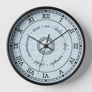 Horloge Antique roman Light Blue Marble Effect