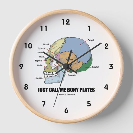 Horloge Appelez-Moi Bony Plates Skull Anatomy Humour (Recto)