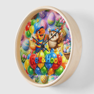 Horloge Appellez l'aventure de Pâques coloriée de dessin a