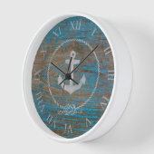 Horloge Aqua Ancre marine en bois antique (Angle)