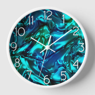Horloge Aqua et Blue Wavy Regarder métallique