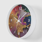 Horloge Aquarelle Agate or violet vert bleu chic glam (Angle)