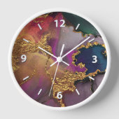 Horloge Aquarelle Agate or violet vert bleu chic glam (Recto)