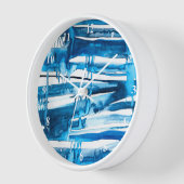 Horloge Aquarelle bleu art abstrait (Angle)