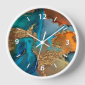 Horloge Aquarelle chic glam agate or turquoise orange (Recto)