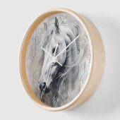 Horloge Aquarelle de cheval blanc (Angle)