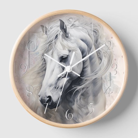 Horloge Aquarelle de cheval blanc (Recto)