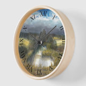 Horloge aquarelle de l'étang d'automne (Angle)