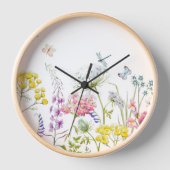 Horloge Aquarelle Fleur sauvage prairie florale d'été (Recto)