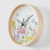 Horloge Aquarelle Fleur sauvage prairie florale d'été (Angle)