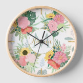 Horloge Aquarelle Fleurs de soleil et Pépites Botanique (Recto)