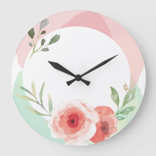 Horloge aquarelle florale
