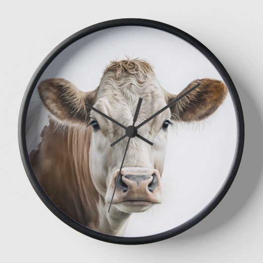 Horloge Aquarelle Hereford Portrait de vache (Recto)