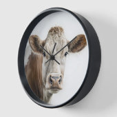 Horloge Aquarelle Hereford Portrait de vache (Angle)