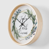 Horloge Aquarelle Mariage de couronnes botaniques (Angle)
