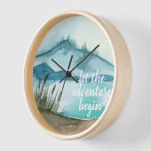 Horloge Aquarelle moderne Nature Commençons l'aventure (Angle)