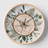 Horloge Aquarelle Monogramme Paillettes et feuillage en bo (Recto)