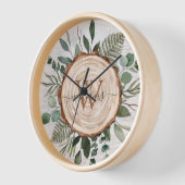 Horloge Aquarelle Monogramme Paillettes et feuillage en bo (Angle)