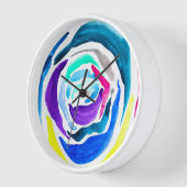 Horloge Aquarelle rose pop art bleu (Angle)