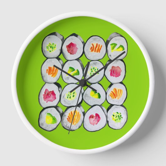 Horloge Aquarelle Sushi wasabi (Recto)