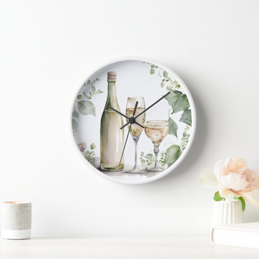 Horloge Aquarelle Vin (Maison)