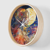 Horloge Aquarelle vive de l'horloge murale de la fille et  (Angle)